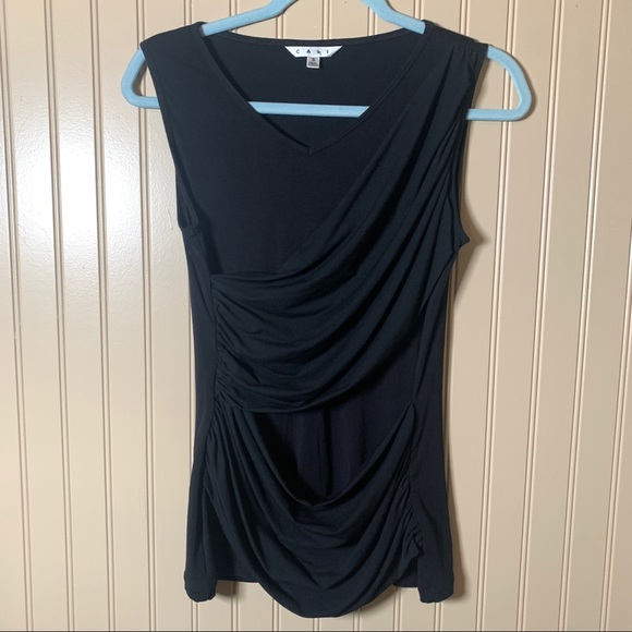 CAbi 261 Black Double Draped Knit Tank Sz S - Picture 2 of 7